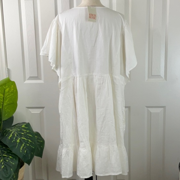 Women's Kimono Short Sleeve Embroidered A-Line Dress Knox Rose White Size 3X - Picture 9 of 15